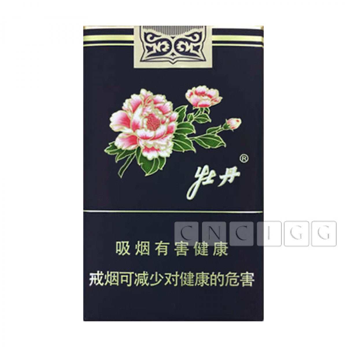 Peony (牡丹) Blue Soft Carton — pack shot (carton holds 10 packs)