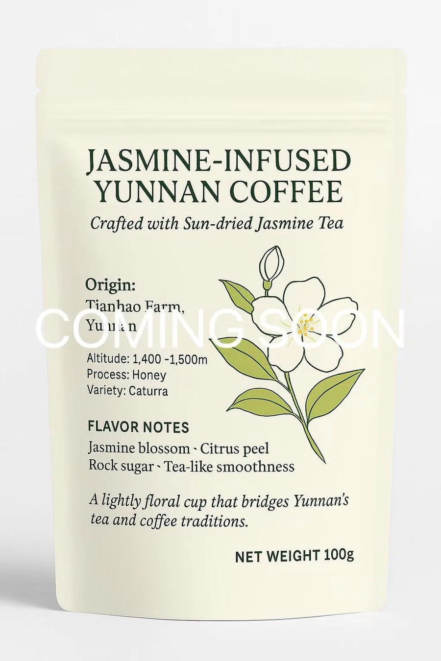 Jasmine-Infused Yunnan Coffee Powder - Yunnan arabica, Caturra, Honey process