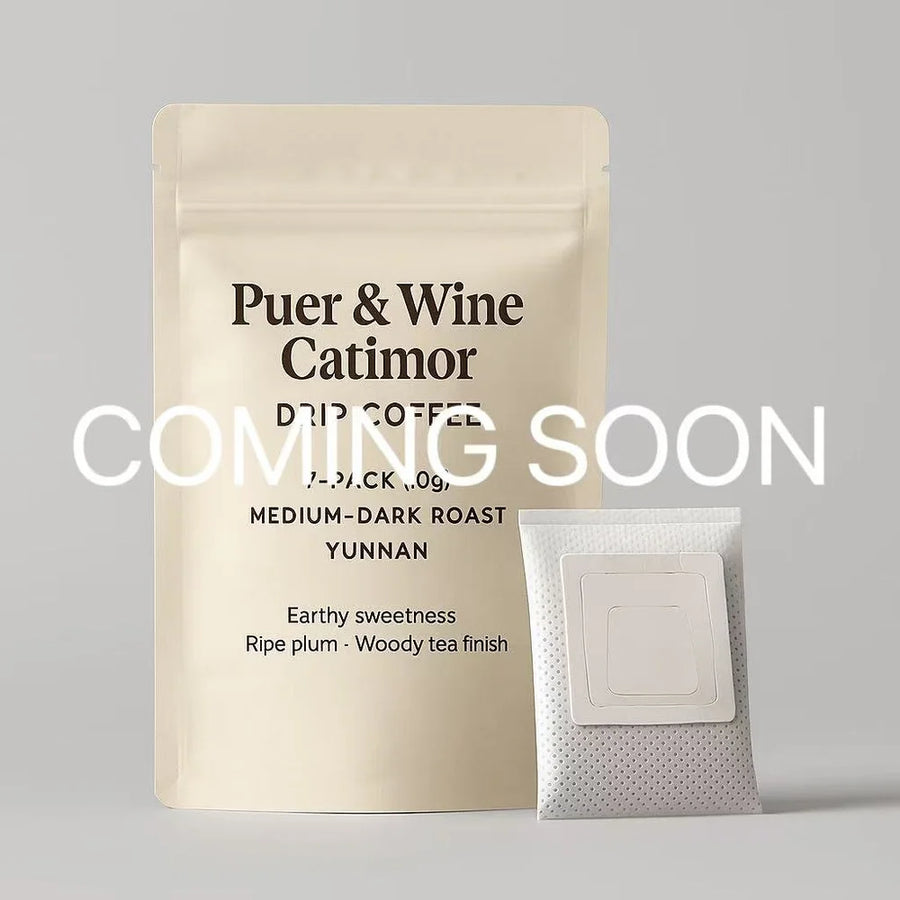 Puer & Wine Catimor Drip Coffee – 7-Pack (70g) | Medium-Dark Roast - Yunnan arabica, Catimor, Red Wine Natural process